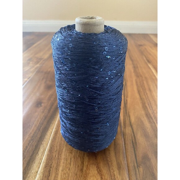 Fancy Cone Yarn Navy Sequin Thread Clothes Needlework Glitter 430g  #406 - Picture 1 of 3